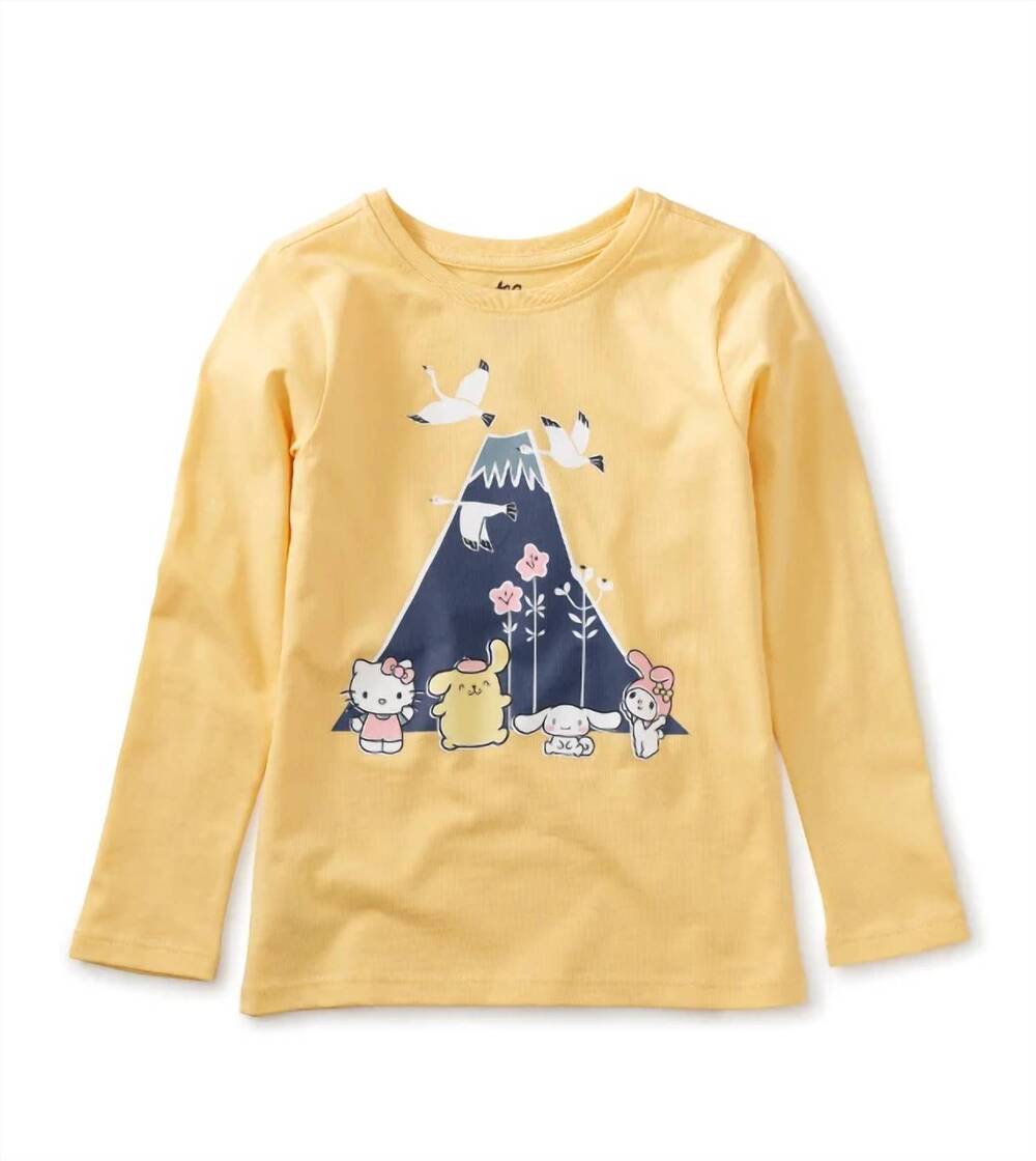 NEW TEA kids hello kitty mt. fuji graphic tee in yellow